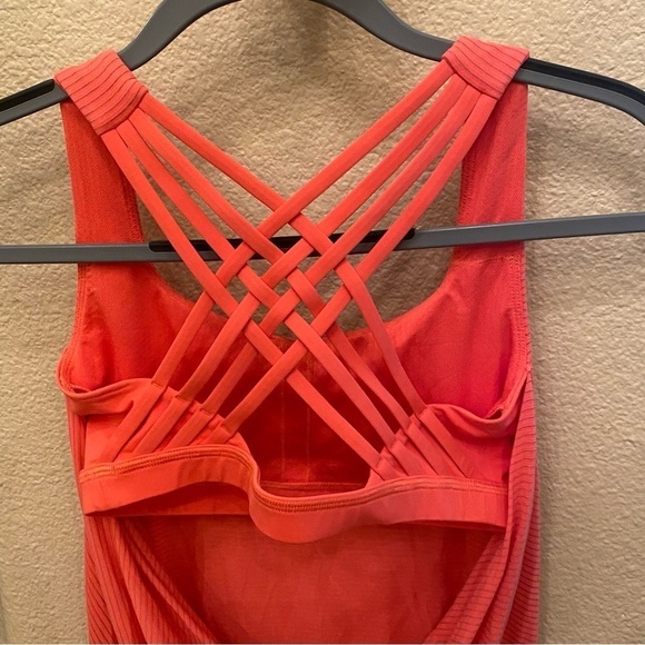 LULULEMON Women Orange Criss Cross Open Back Athletic Tank Top Size 4 - Picture 4 of 6